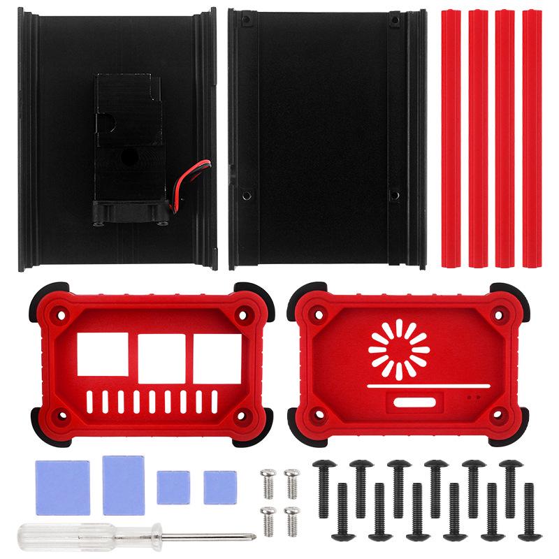 Raspberry Pi 4B Aluminum Alloy Case with Fan - Durable Shell with Tools Included