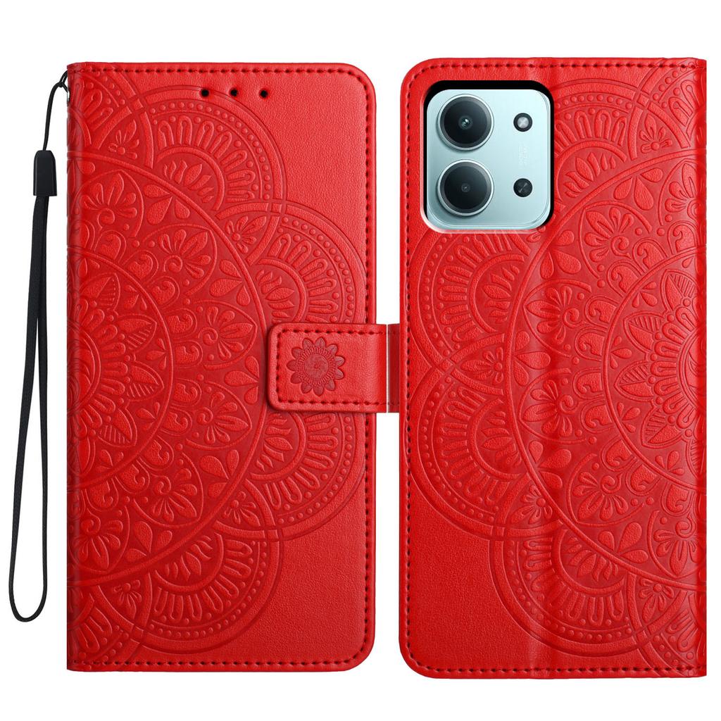 For Xiaomi Redmi 15C 5G (EU) (173 mm)/15C 4G (EU) (173 mm) Lærdeksel med kortlommer Mandalamønster Telefondeksel Stativ