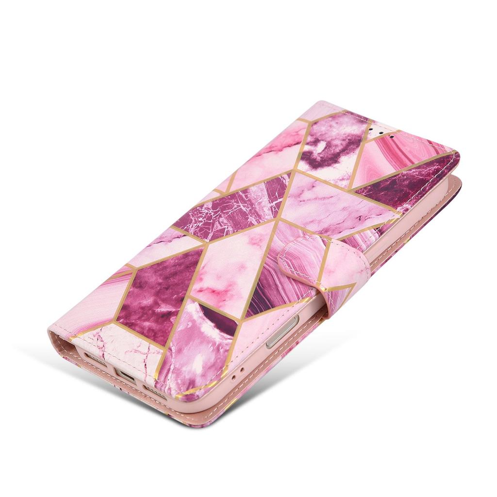 Apple 17Pro/16E Marble Patchwork Leather Case with Card Slot for iPhone Air
