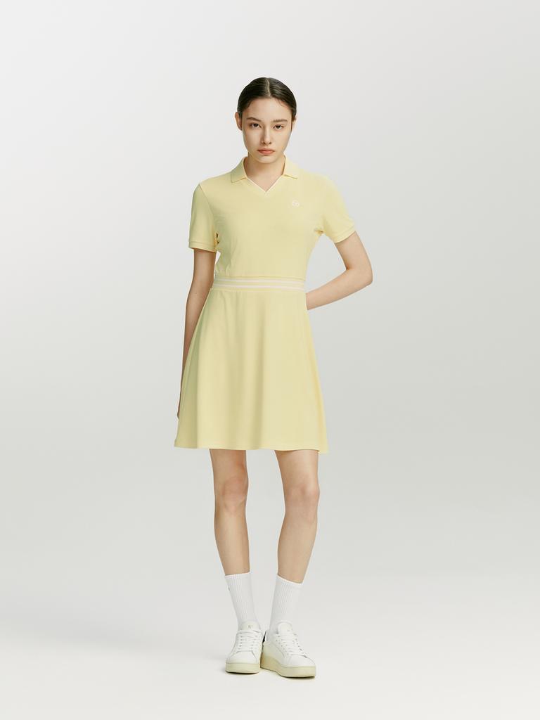 SERGIO TACCHINI W Essential Pique Collared V-Neck Short Sleeve Dress (Yellow)