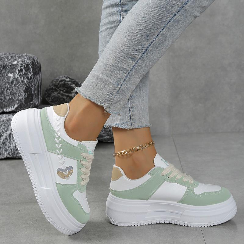 Fashion Brand Design Mix Color Lace Up Sneakers Women 2025 Autumn Soft Thick Bottom Casual Shoes Stitching Decoration Sports Shoes