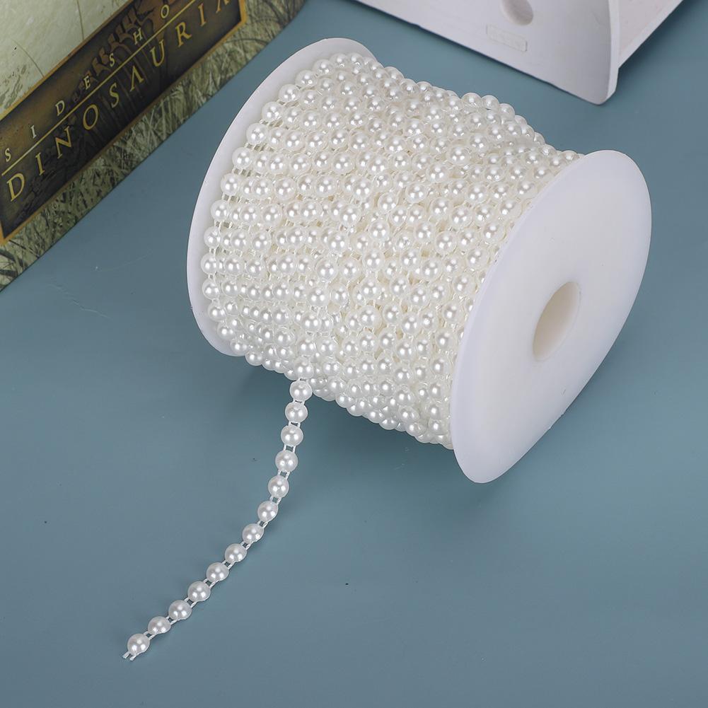 6mm 25m Faux Pearl Bead String Artificial DIY Decoration Accessories for Curtain EntranceWhite