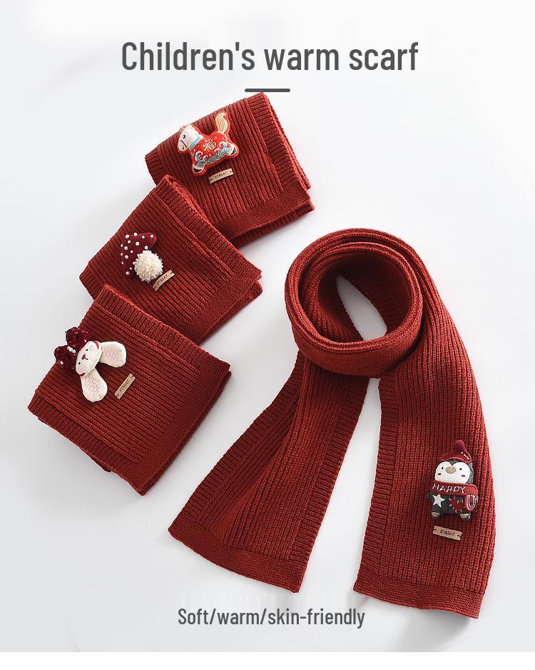 Roter Kinder-Strickschal - Niedlicher, Warmer, Winddichter, Hautfreundlicher Nackenschal