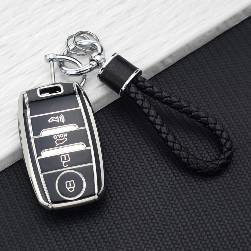 4 Buttons Premium TPU Car Key Fob Cover Protective Shell For Kia K3S KX5 KX3 Cerato Ceed Rio Optima Sorento Niro Soul Key Chains