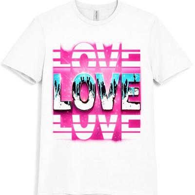 Love T Shirt Retro Neon Pink Pop Art Aesthetic Graphic Tee