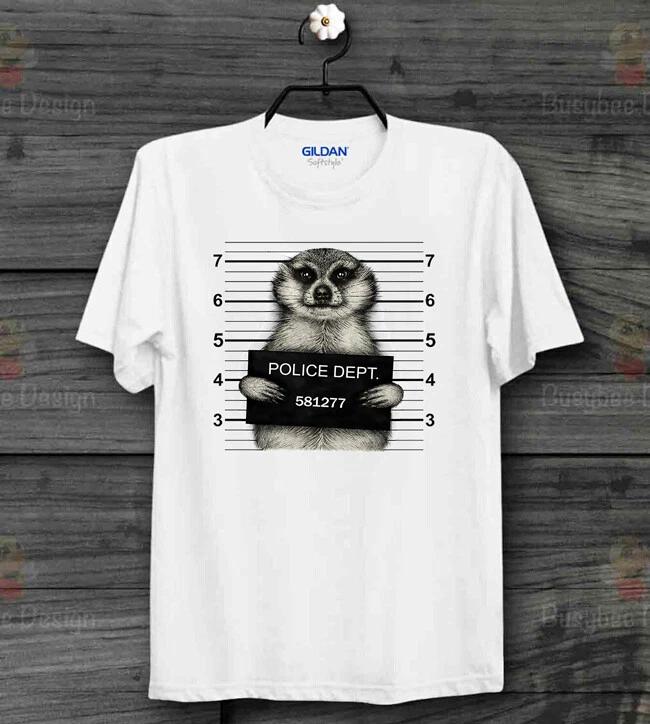Meerkat Mugshot Funny Gang Retro Cool Unisex 100% Cotton T-shirt Mens Tees Top Funny Gift Idea B138 4XL