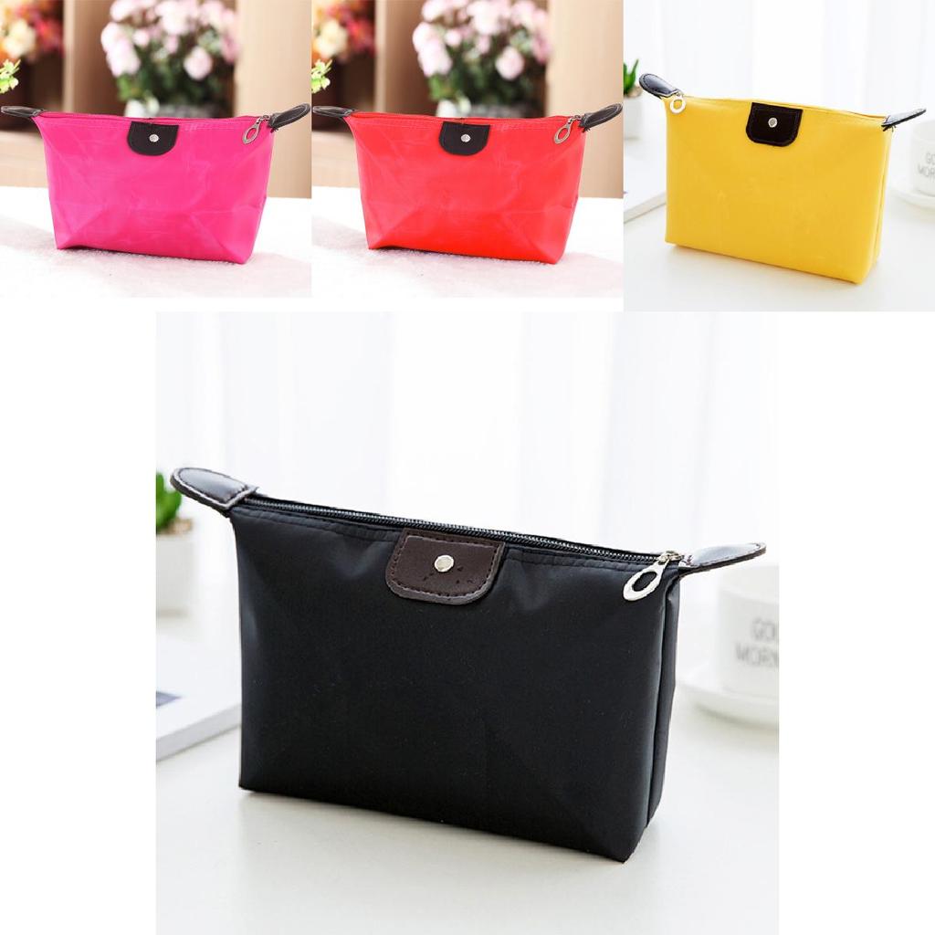 Portable Dumpling Cosmetic Case Nylon Foldable Makeup Bag With Handheld Design For Travel Use