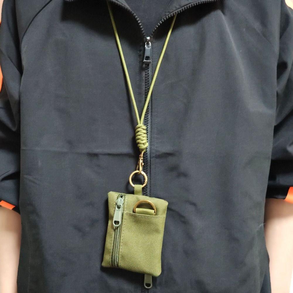 Zipper Hanging Neck Coin Purse Casual Small Card Holder Portable Oxford Cloth Mini Wallet  Outdoor