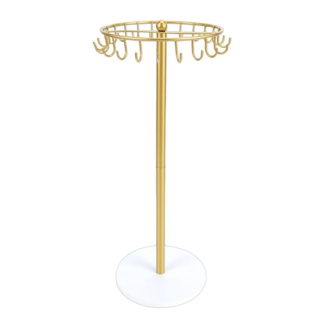 Necklace Holder Metal Necklace Display Wood Base with 22 Hooks Jewelry Home Decoration for Women