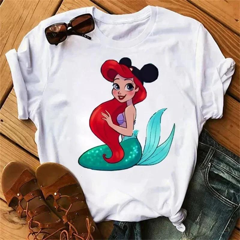 Unisex Snow White Princess T-shirt Cute Cartoon The Princesses White Tops Tshirt Streetwear T Shirts Clothes