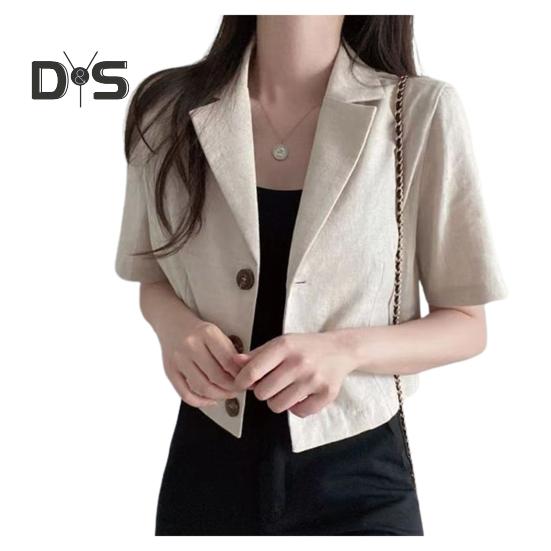 Ženy Letní oblek Kabát Klopa Krátký rukáv Jednořáskové Knoflíky Knoflík Krátký oblek Bunda Jednobarevný Volný střih Business Outwear