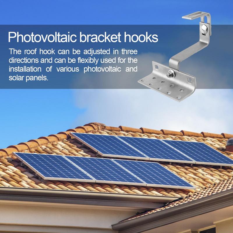 Solar Panel Accessories Photovoltaic 180 Degrees Adjustable Mounting Hook All Purpose Stainless Steel Solar Panel Rails Fixing