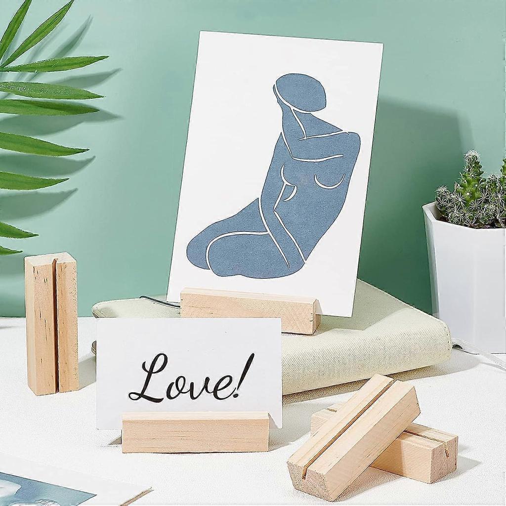 7PCS Wood Place Card Holders Wood Name Card Holder Table Number Stands for Wedding Party Events Decoration Double Side Display Mini Blackboard