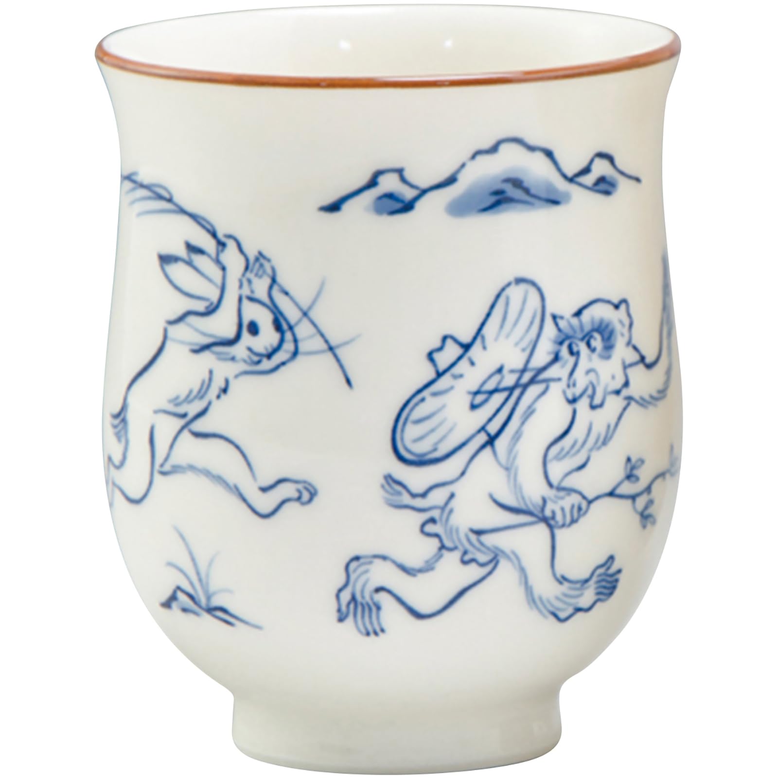 

Kyo-yaki (Kiyomizu-yaki) Teacup, Small, Approx. 7cm, Choju-giga (Choju-giga Paintings), Blue, Made in Japan, KTA494-02