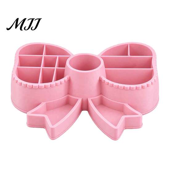 Compact Stationery Organizer for Kids Cute Bow Pen Holder, 3D Printed Pencil Stand, Multi-compartment Desk Decorative Desktop Storage Studio