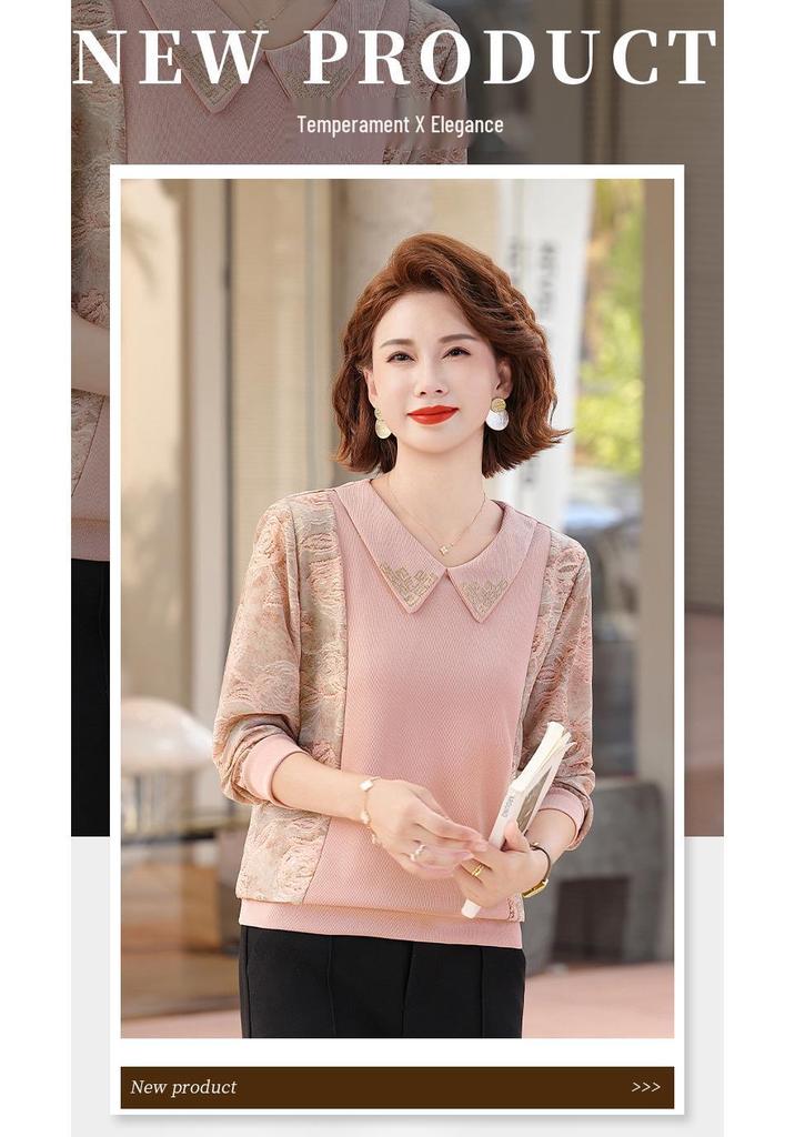 2026 Stylish Autumn Base Layer Top for Middle-Aged and Elderly Women - Short T-shirt for Spring and Autumn