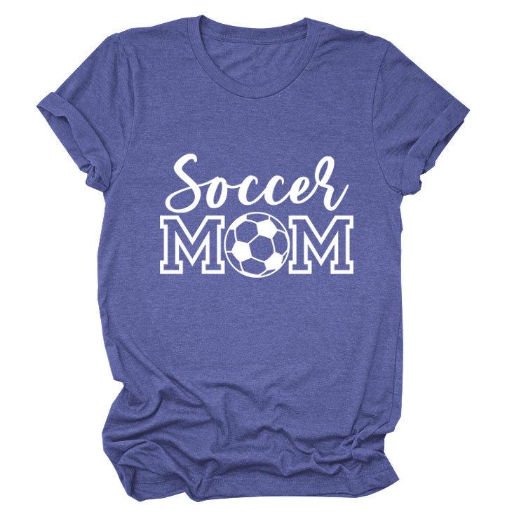 Soccer Mom European and American Crew Neck Women's Casual Loose Short-sleeved eBay Foreign Trade Spot Large Size Comfortable T-shirt