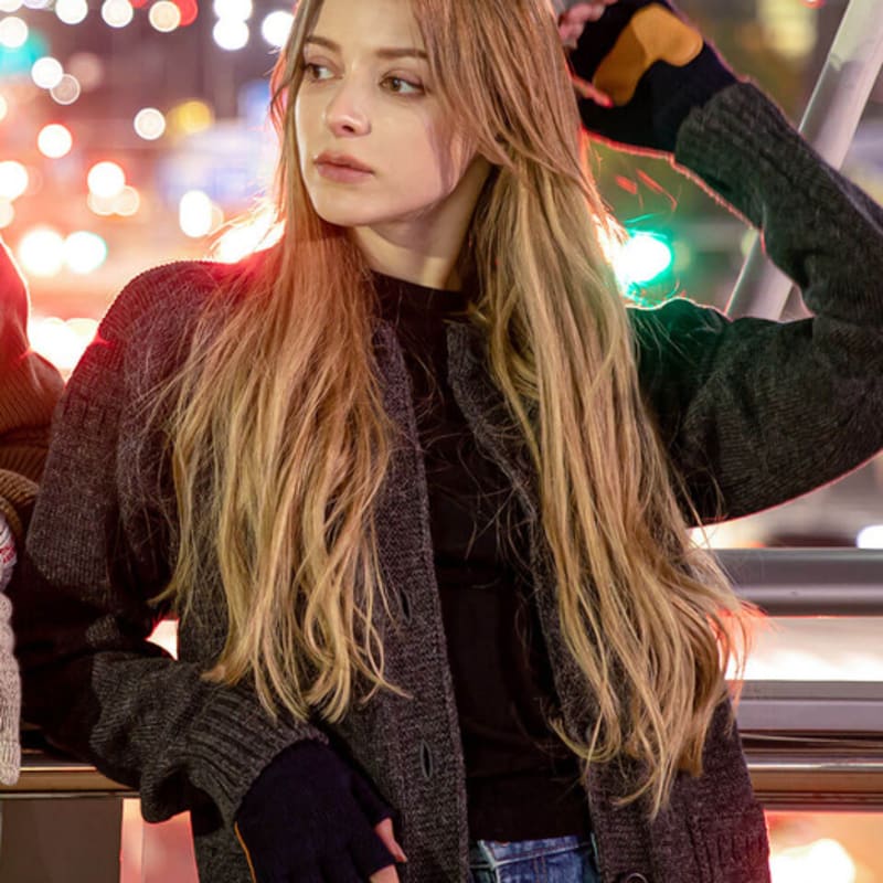 NEWBERRY KNITTING Deerskin Fingerless Gloves - Navy