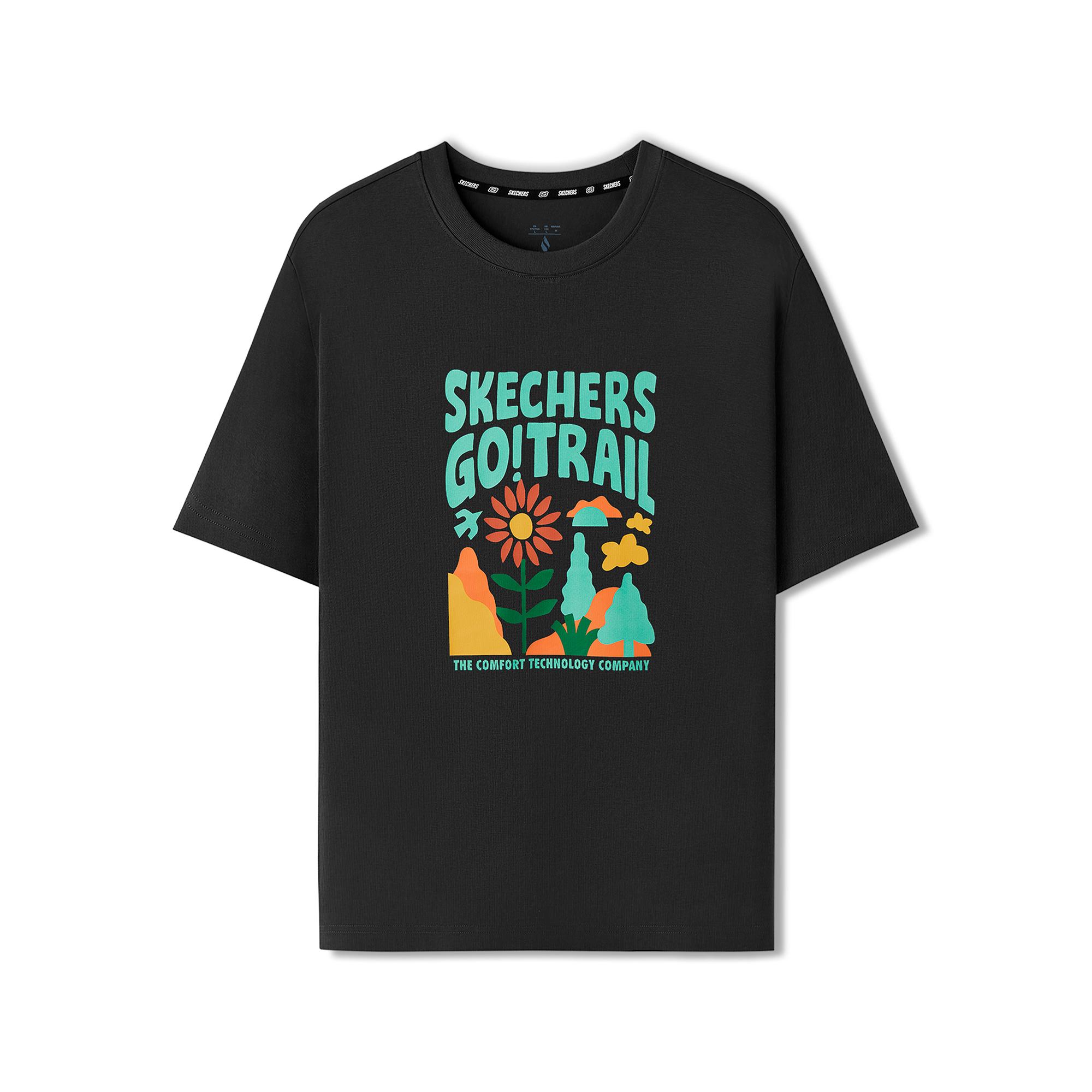 Skechers Удобная Универсальная Американская Буква Мультяшный Узор Футболка с Коротким Рукавом Унисекс Топы L225U197-068D S