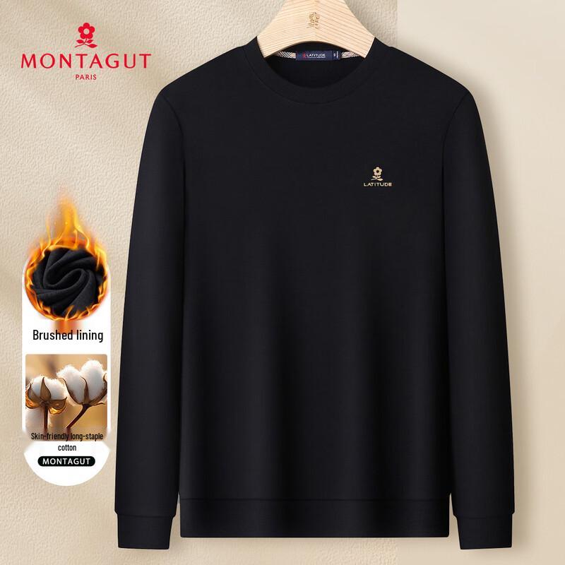 

MONTAGUT Men s Fleece-Lined Embossed Long-Sleeve Sweatshirt L