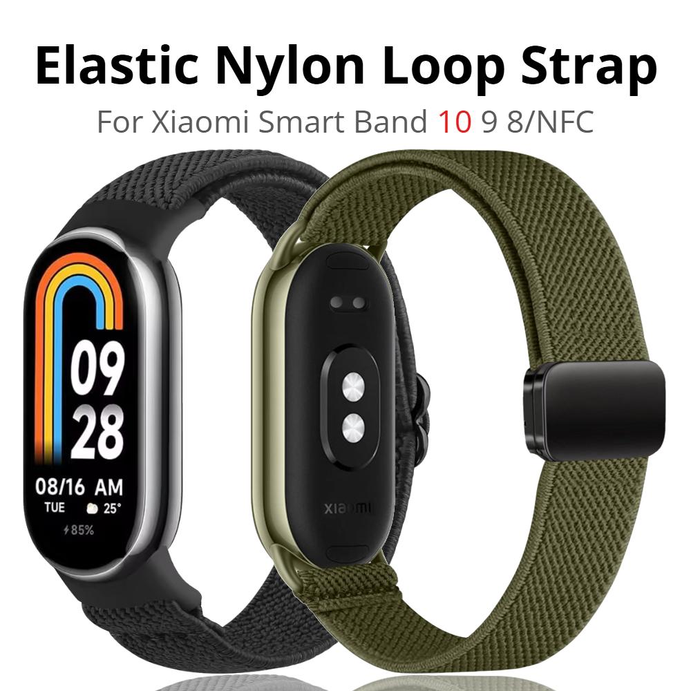 Nylon Loop Strap For Xiaomi Smart Band 10 Watchband Replacement NFC Elastic Wristband for Xiaomi Smart Band 9 8 Correa Bracelet