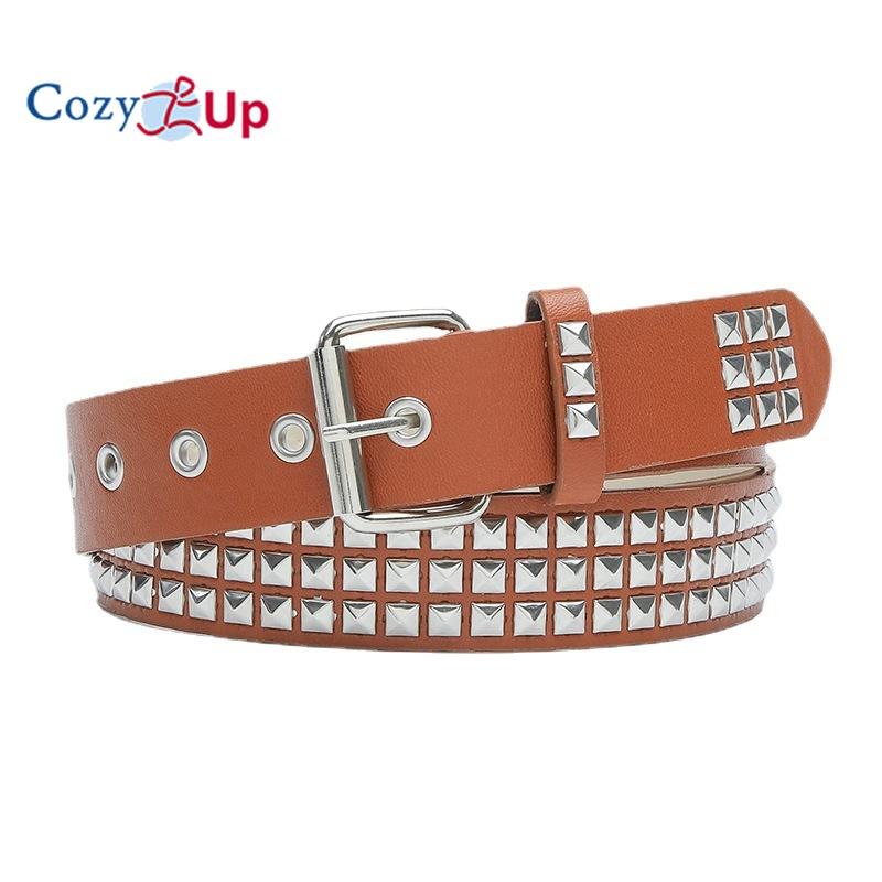New Square Bead Rivet Belt Metal Pyramid Belt Men and Women Punk Hardware Jeans Belt Y2K Belt Designer Belt Women's Belts