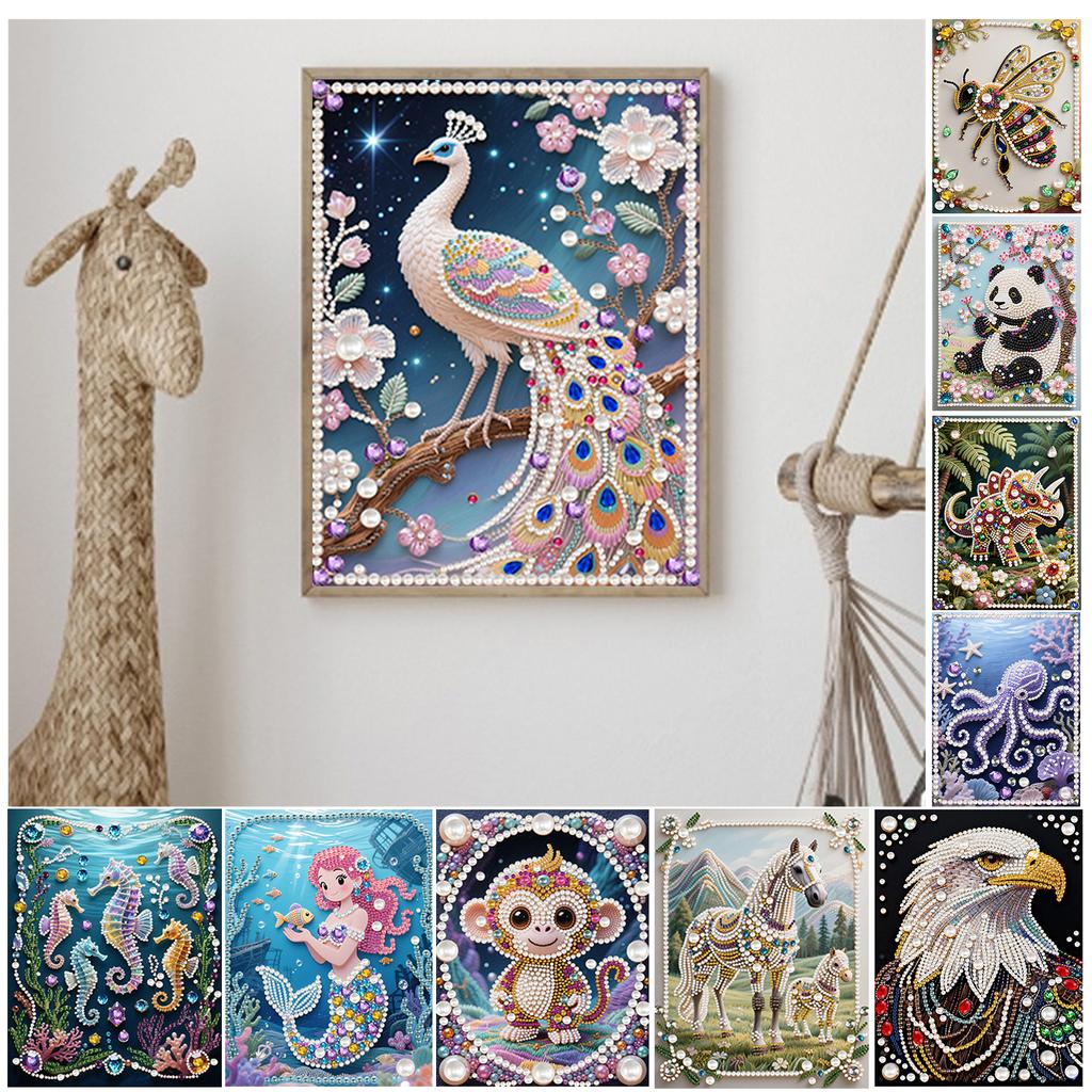 Animal Special Shaped 5D DIY Partial Drill Pearl Gem Diamond Art Painting Kit Home Decor Diamond Dots Pearl Gem Painting 30x40cm
