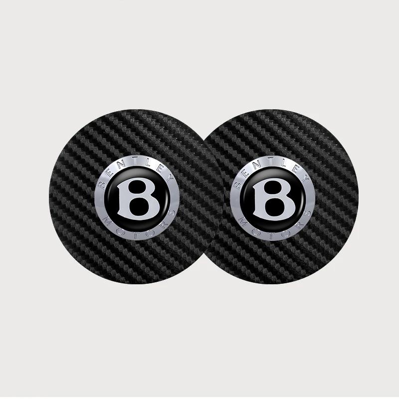 2Pcs Carbon Fiber Car Logo Coaster Water Cup Non-Slip Mat Drink Pad for New Bentley Flying Spur Continental GT Bentayga Mulsanne TH3