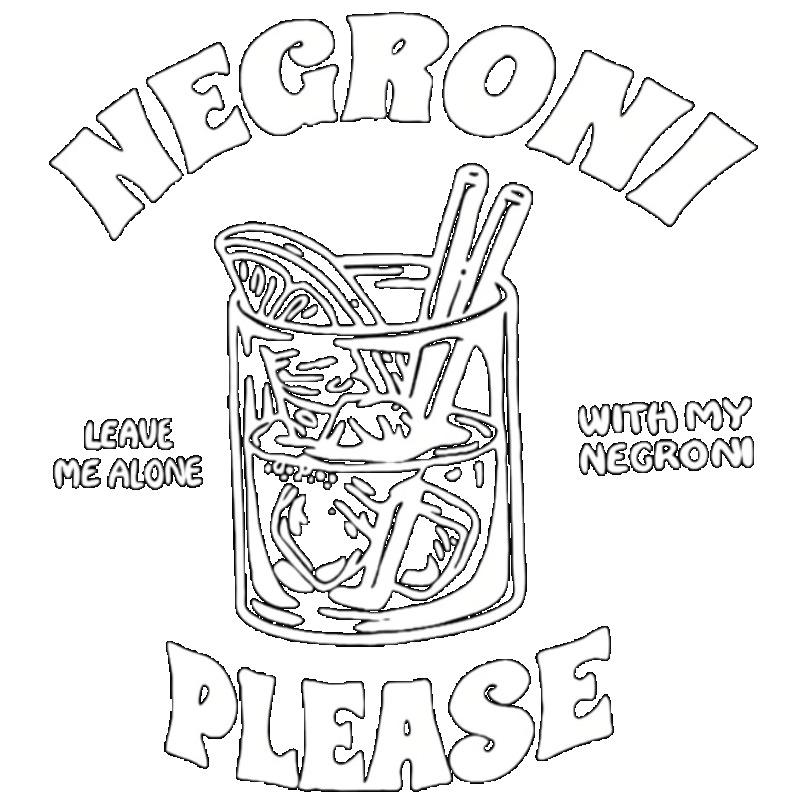 Black T-Shirt with Negroni Cocktail Graphic and Text Leave Me Alone with My Negroni Please for Casual Wear