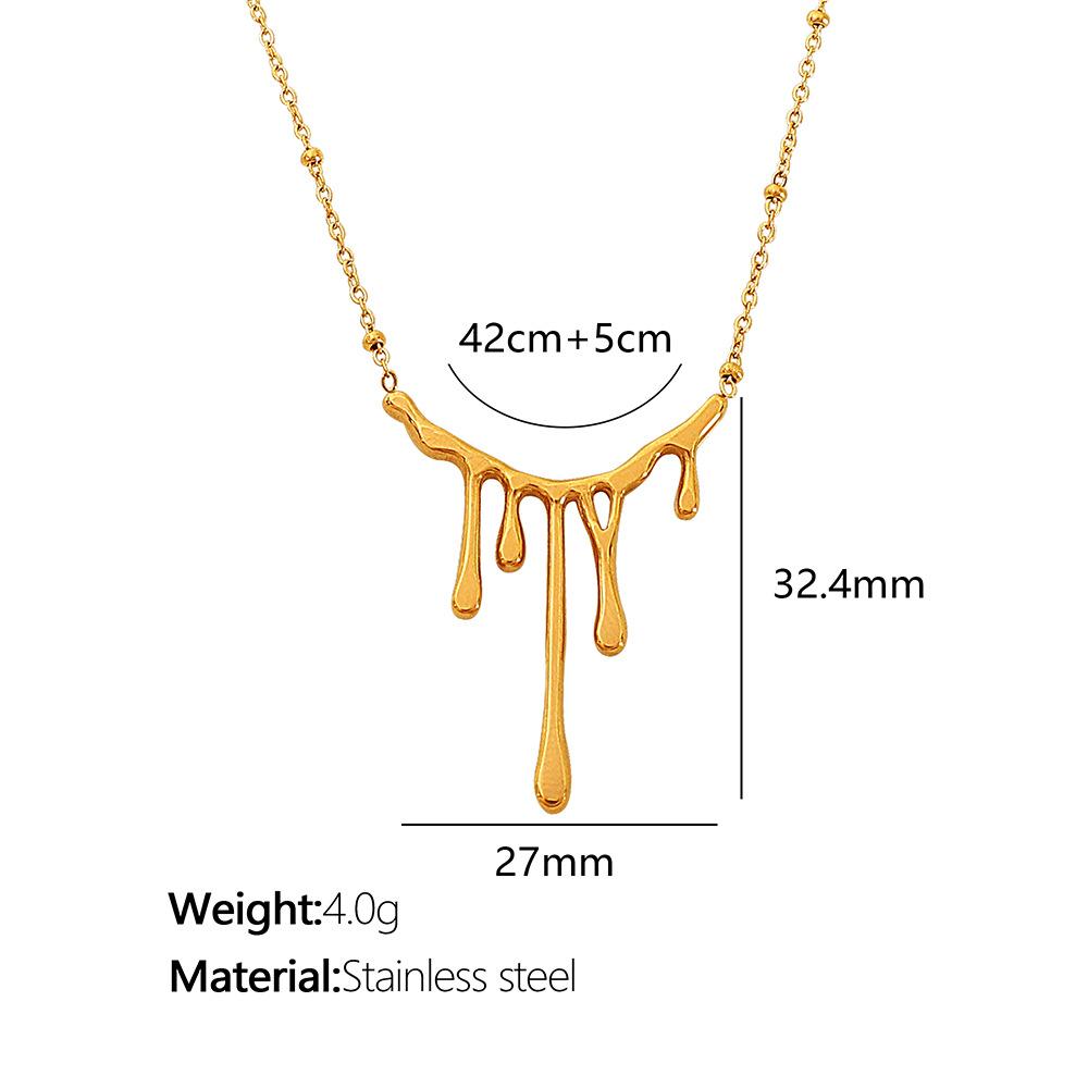 

European and American simple light gold water drop lava necklace female design advanced collarbone chain luxury versatile