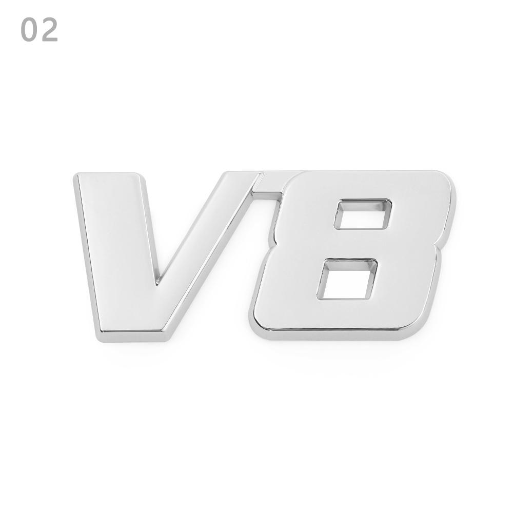 3D Auto Decal Car Sticker 4WD V6 V8 Car Sticker Trunk Lid Vehicle Tailgate Chrome Emblem Badge Car Styling Silver Accessories