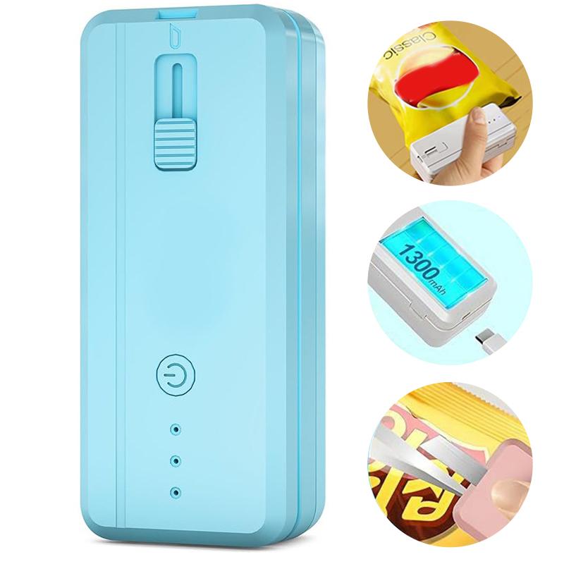 

Mini Bag Sealer And Cutter, 1300Mah Rechargeable Chip Bag Sealer Heat Seal, 3 Heat Modes, Widened Heating Strip небо синє кольору