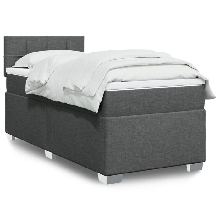 VidaXL Slatted Bed Base with Mattress Dark Grey 90x200 Cm Fabric 3288072