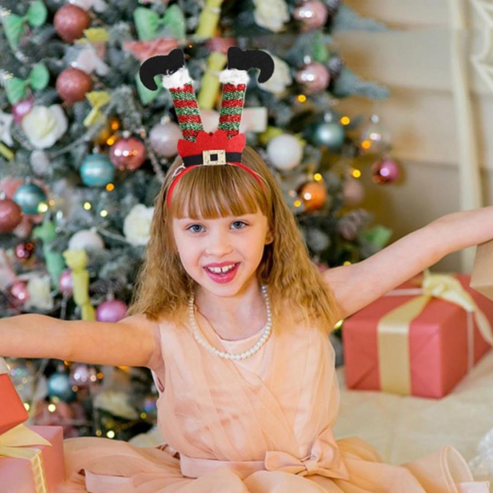 Christmas Headband Role Play Clown Hat Santa Claus Legs Christmas Hat Double Crutches Headband for Kids Adults Christmas Party