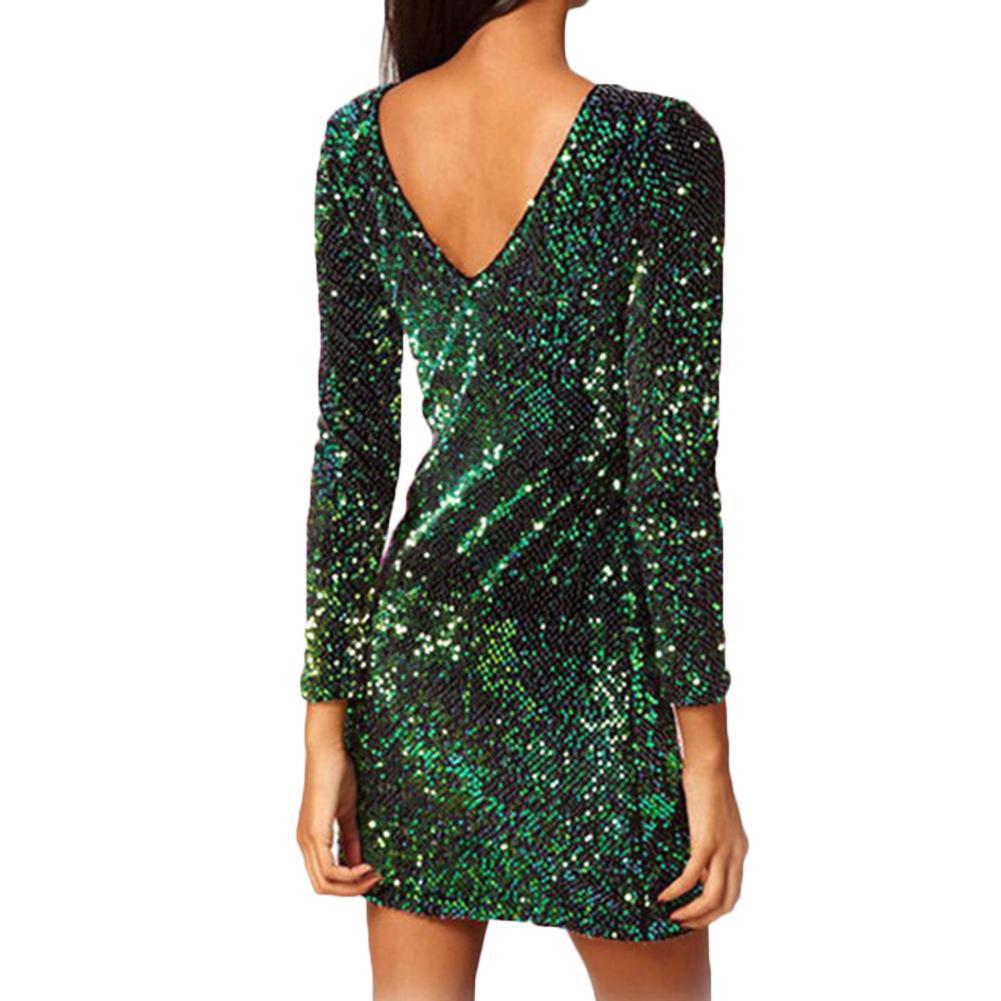 Mini vestido de lentejuelas informal de manga larga para fiesta de cóctel de mujer Sexy para mujer