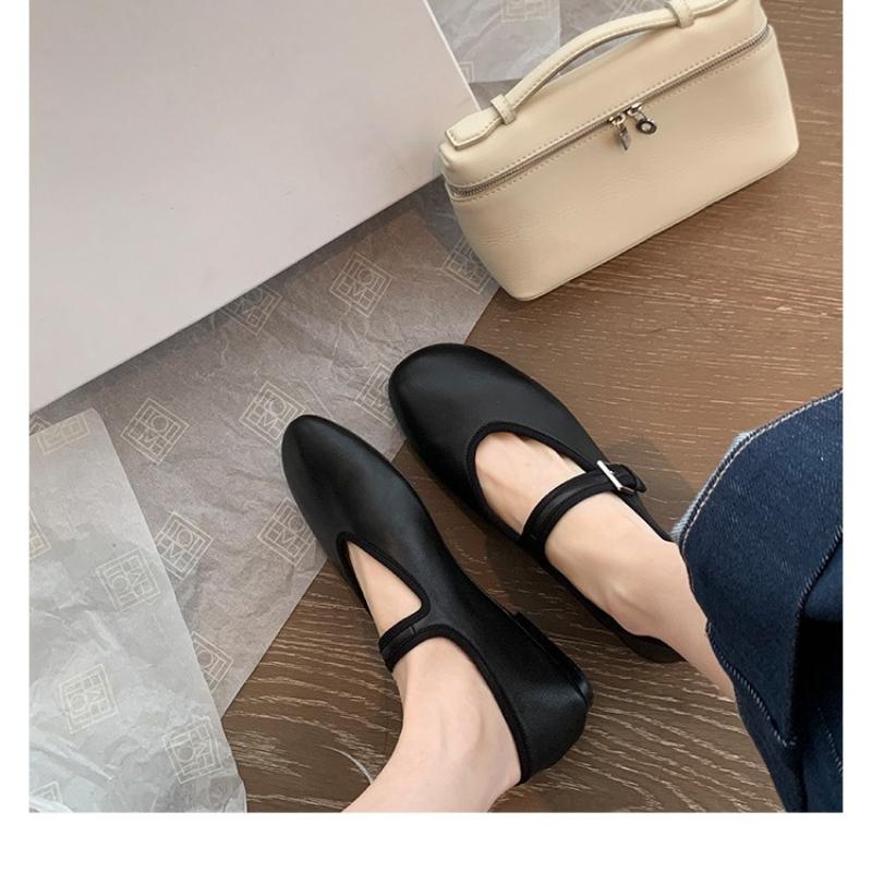 Comfortable Sheepskin Mary Jane Flats Women Ballet Shoes Round Toe Minimalist Strap Low Cut Casual Shoes