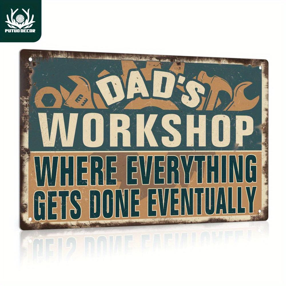 pc Putuo Dads Workshop Metal Sign Vintage Garage Wall Decor for Home Man Cave Tool Shed Fathers Day Gift x
