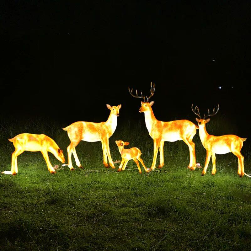 Outdoor Luminous Sika Deer Sculptures