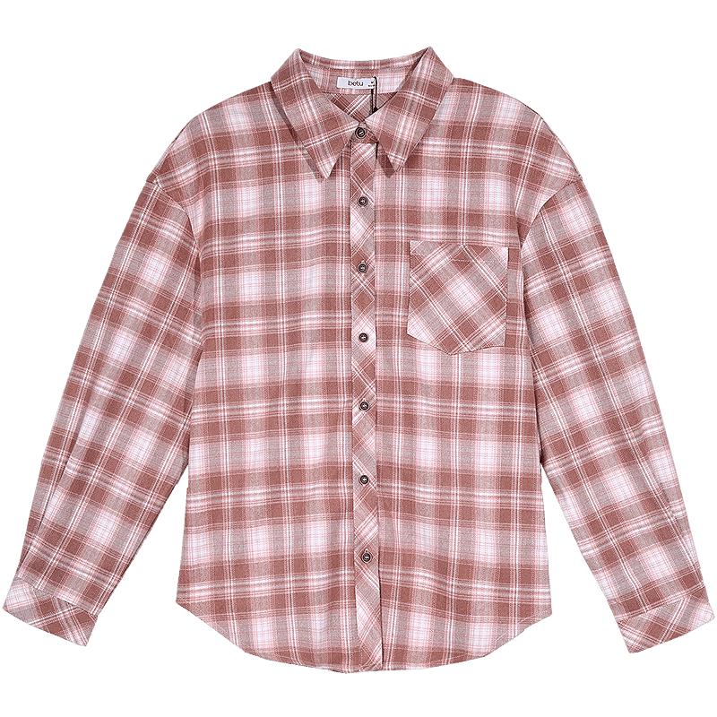 Betu Women s 2025 Winter Stylish Plaid Long Sleeve Shirt M