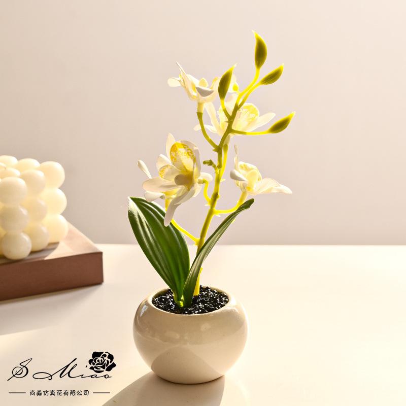 

Искусственные орхидеи бонсай с вазой, яркая композиция из орхидей фаленопсис в горшке для декора дома, офиса, центральный элемент стола, украшения для дома