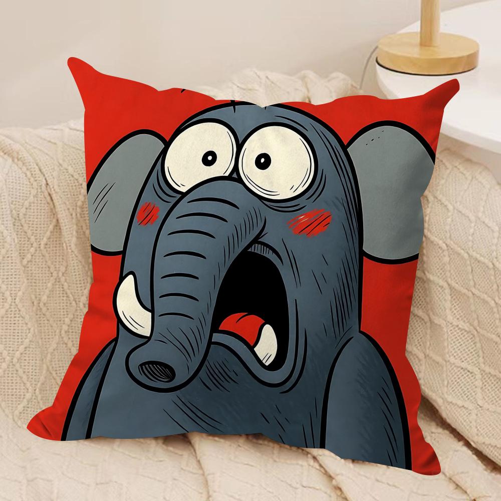 Kids Cartoon Cute Animal Cushion Cover Silky Short Plush Invisible Zipper Dustproof Sofa Pillow Case For Home Decor