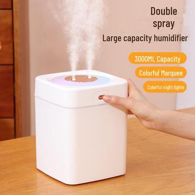 Nawilżacz powietrza USB 3L Double Spray - duża pojemność, cichy, kolorowy do domu, sypialni lub biura