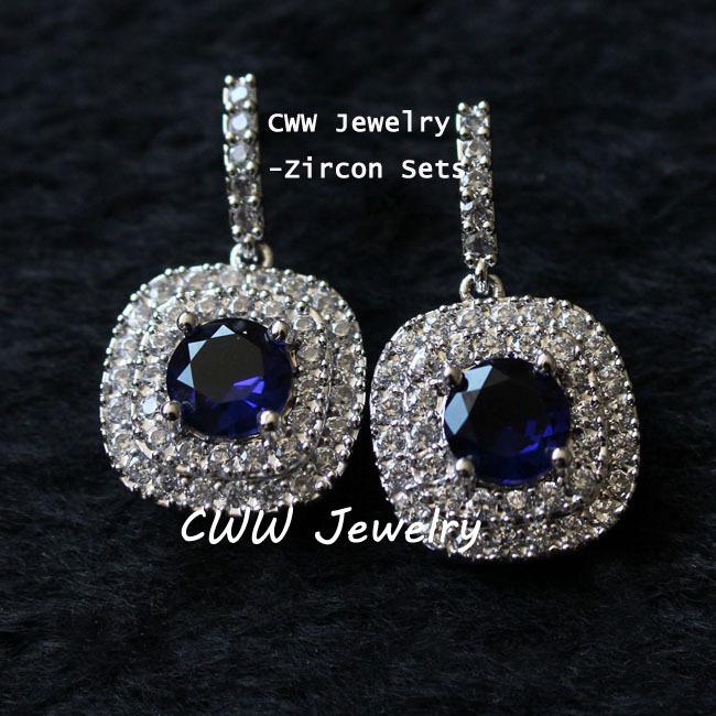 Ircons Mirco Paved Full Cubic Zirconia Square Shiny White CZ Stone Dangle Drop Earrings for Women Classic Chic Jewelry CZ045
