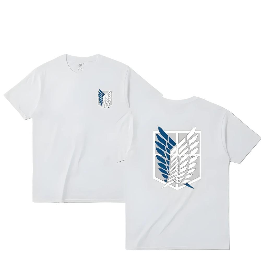 Tričko Attack on Titan Wings of Freedom Krátký rukáv Ackerman Mikasa Eren Jaeger Pánské Bavlněné topy Letní oversized tričko s výstřihem do O