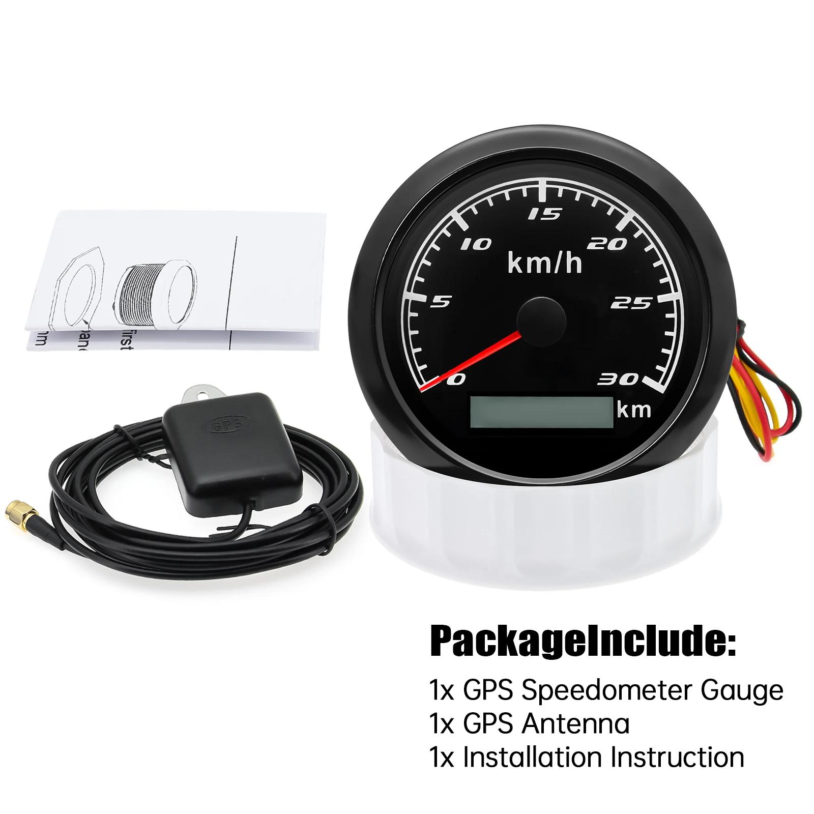 

7 Colors LED Backlight 30KMH Boat Car Motorcycle 85mm GPS Speedometer Gauge Waterproof Speed Gauge Meter with GPS Antenna 9-32V