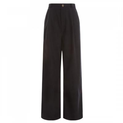 Shop   Women Back Elastic Waist Wide Pants Corduroy Black Pic Wpt 12165