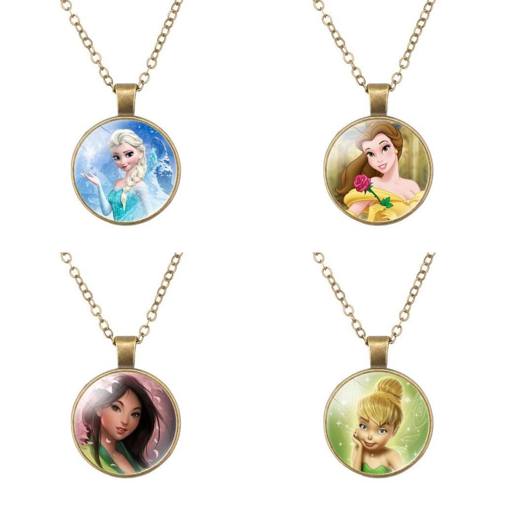 Charming Ariel Little Mermaid Time Gemstone Pendant Necklace Cartoon Princess Jewelry