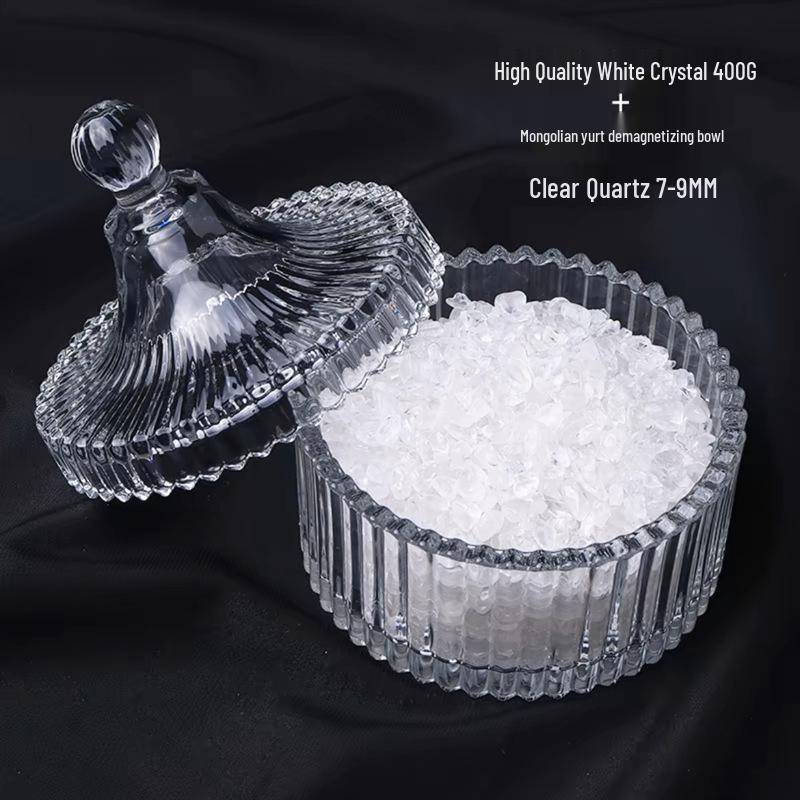 White Crystal Purification Bowl: Demagnetization Stone, Amulet Salt Container, Gem Glass.