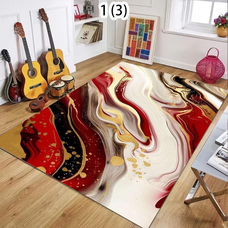 

Luxury Red Gold Marble Abstract Area Rug Carpet Mat Non-Slip Soft Easy Clean Large Size for Living Room Bedroom Glam Decor 40X60cm