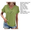 Yousheng Damen T-Shirt V-Ausschnitt Kurzarm Locker Geschnittenes T-Shirt Knöpfe Dekor Einfarbig Pullover Tops Alltagskleidung
